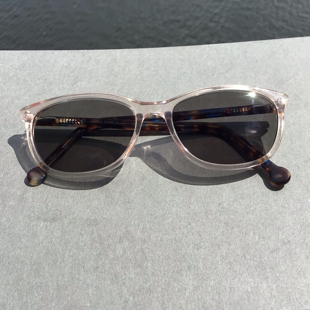 M America Transparent Frame Sunglasses with Tortoiseshell Temples